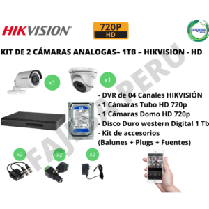 Kit 05 Cámaras de Vigilancia 1TB HD 720p