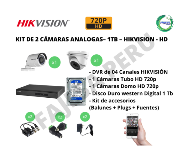 Kit 04 Cámaras de Vigilancia 1TB HD 720p